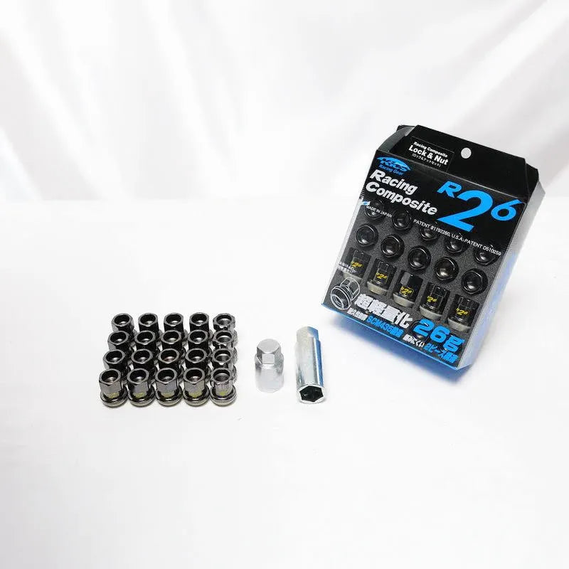 Project Kics R26 Open Ended Lug Nuts Black Chrome 12x1.50 - 16+4