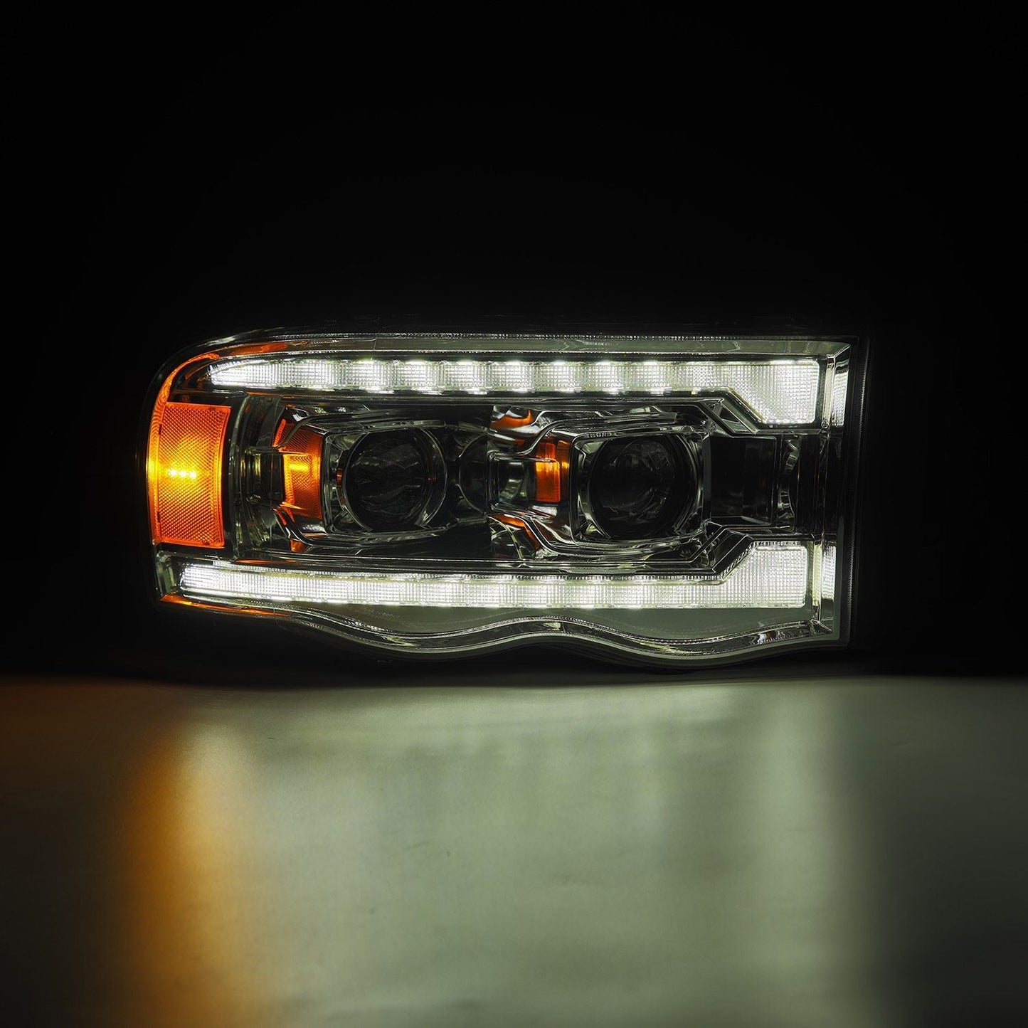 AlphaRex 02-05 Dodge Ram PRO-Series Halogen Projector Headlights Chrome