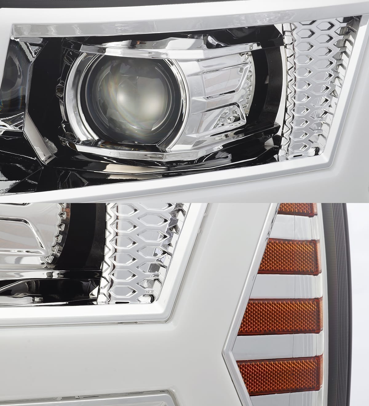 AlphaRex 07-13 Chevrolet Silverado PRO-Series Halogen Projector Headlights Chrome