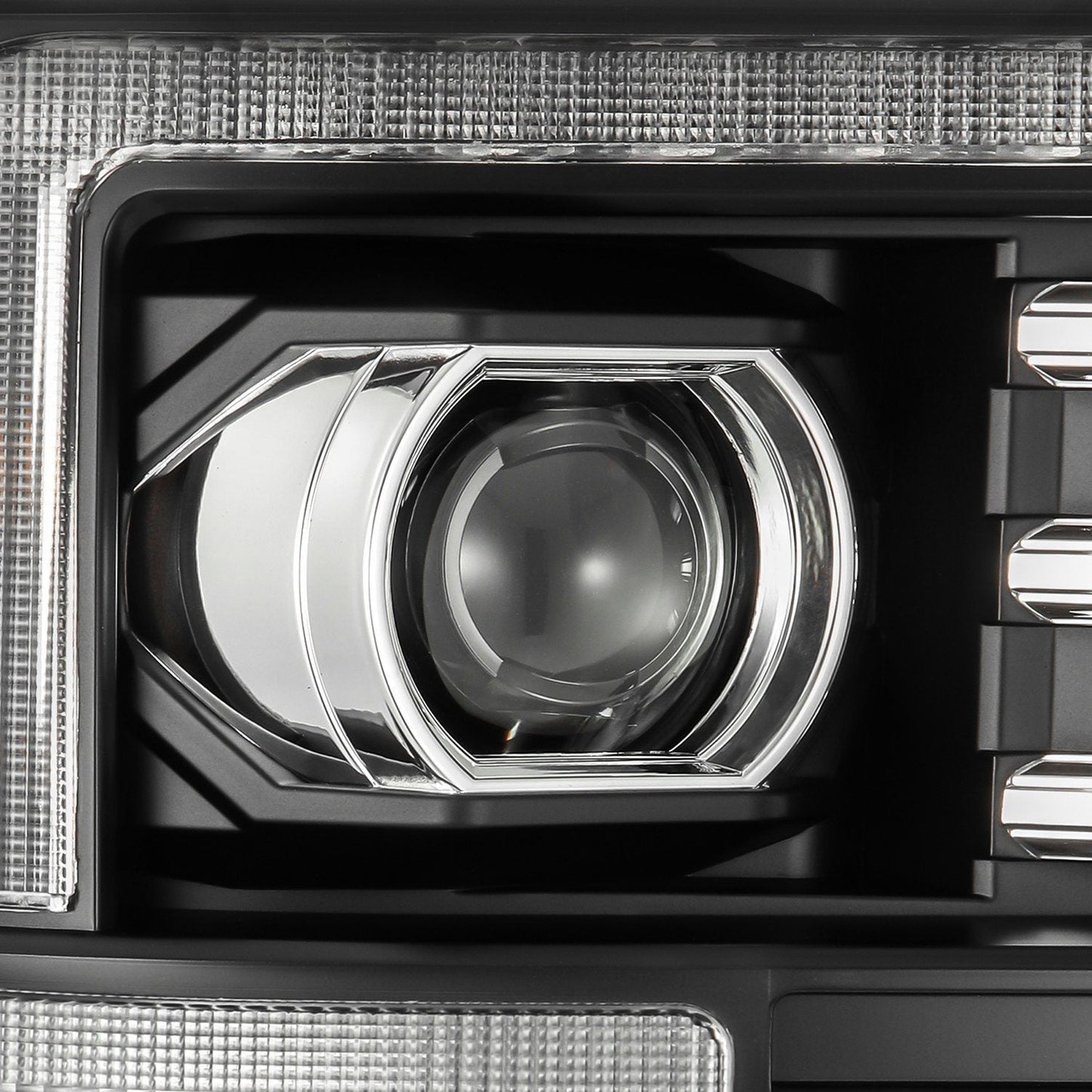 AlphaRex 08-10 Ford Super Duty/Excursion LUXX-Series LED Projector Headlights Black