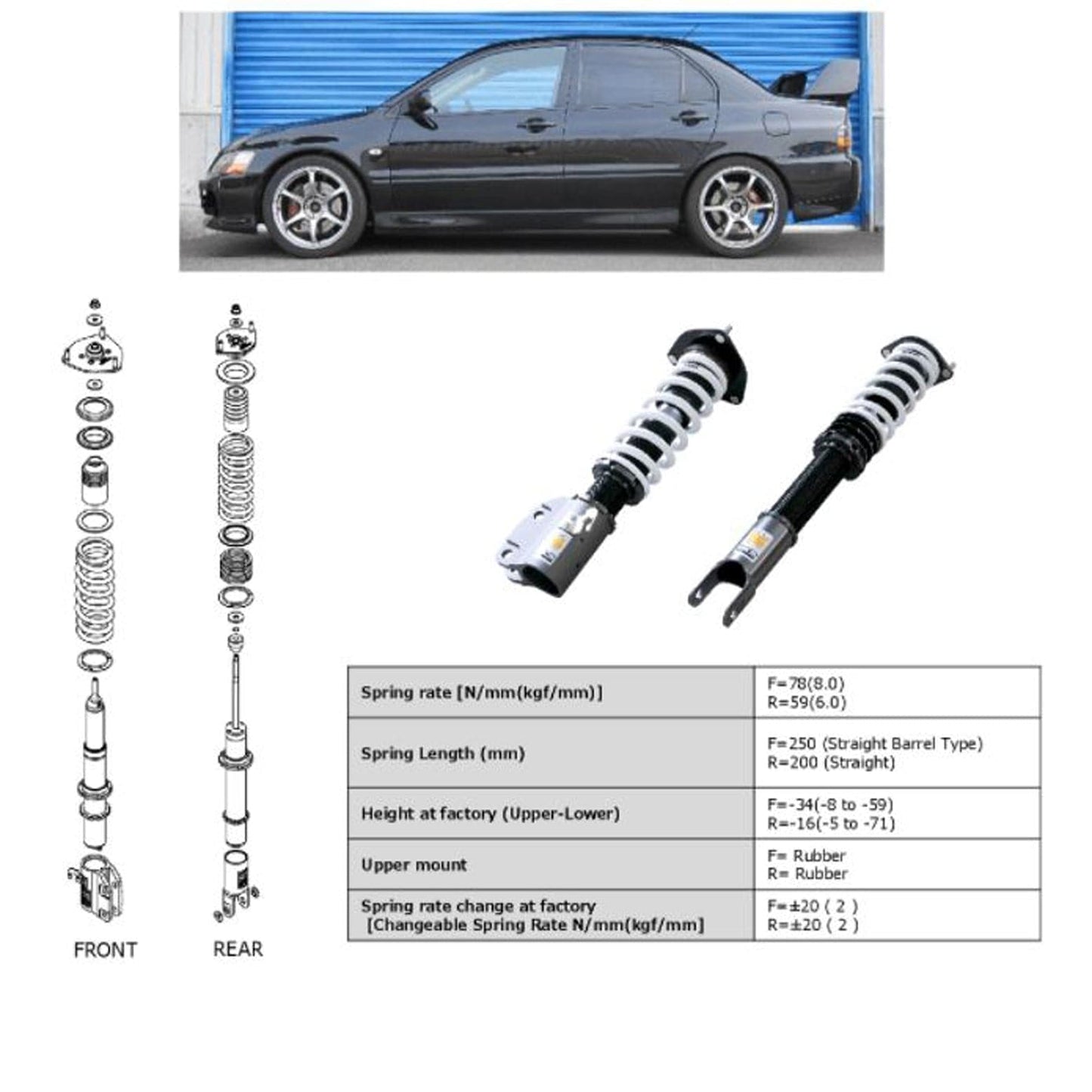 HKS Hipermax S Coilovers - Mitsubishi Evolution 8/9 03-07