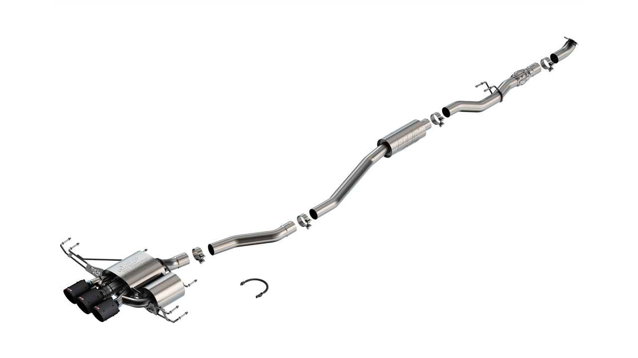 Borla MT ATAK Catback Exhaust w/ 4in Black Anodized Carbon Fiber Tips | 2023+ Honda Civic Type-R (140927CFBA)