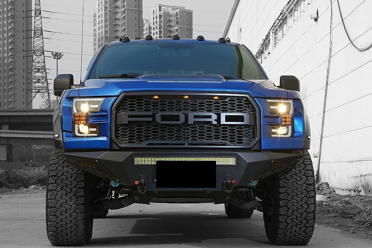 AlphaRex 15-17 Ford F150 PRO-Series Halogen Projector Headlights Jet Black