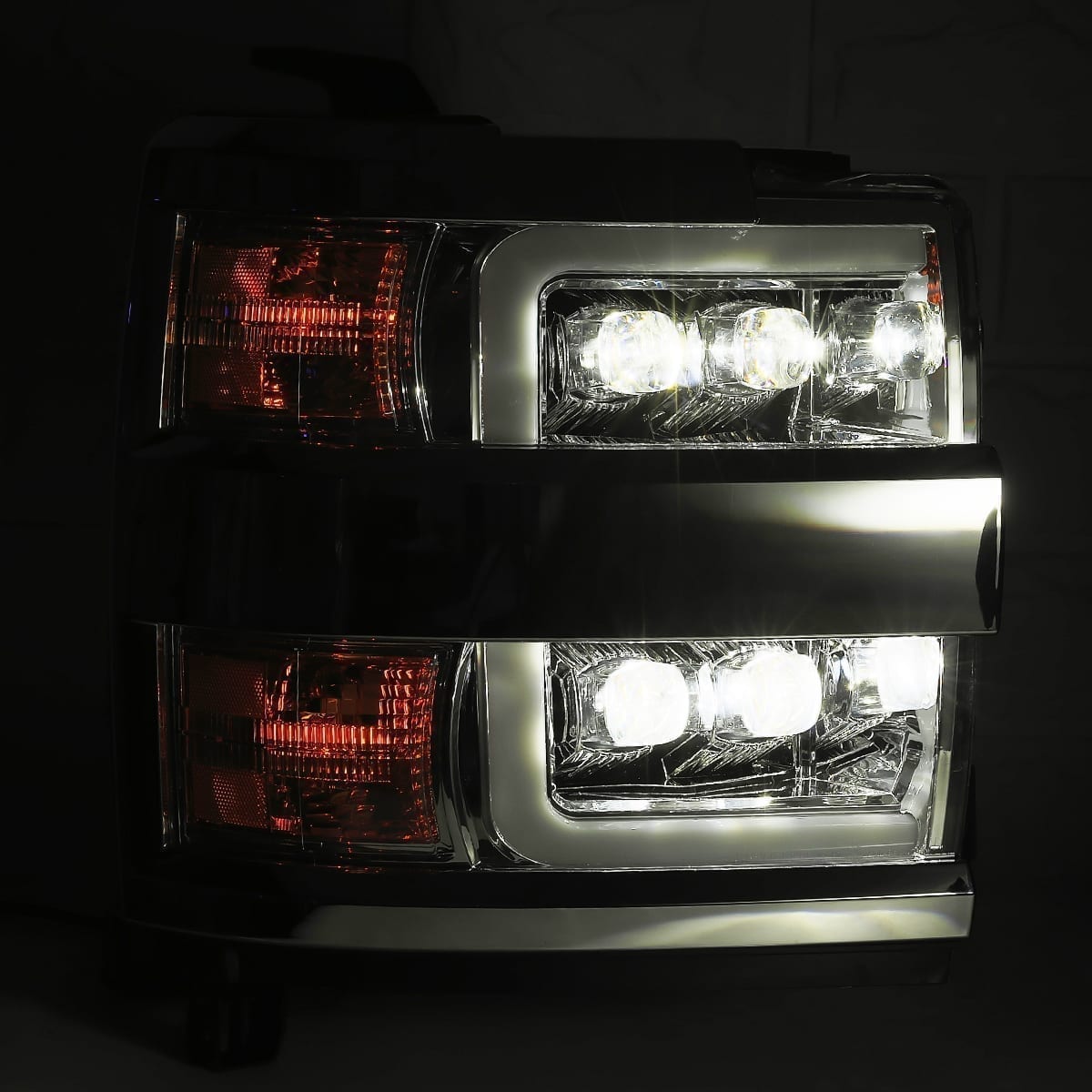 AlphaRex 15-19 Chevrolet Silverado 2500HD/3500HD MKII NOVA-Series LED Projector Headlights Jet Black