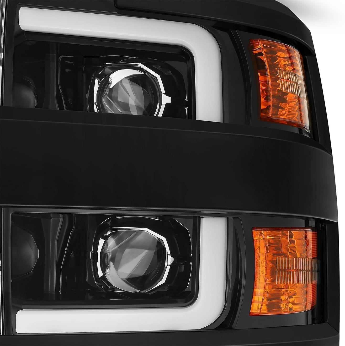 AlphaRex 15-19 Chevrolet Silverado 2500HD/3500HD PRO-Series Halogen Projector Headlights Jet Black
