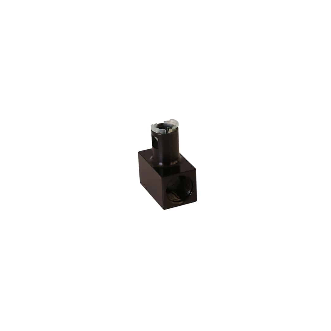 Aeromotive Fuel System Fitting Tee, 2x AN-08 ORB Port On Run, 5/16" Female Quick Connect On Branch - 15138