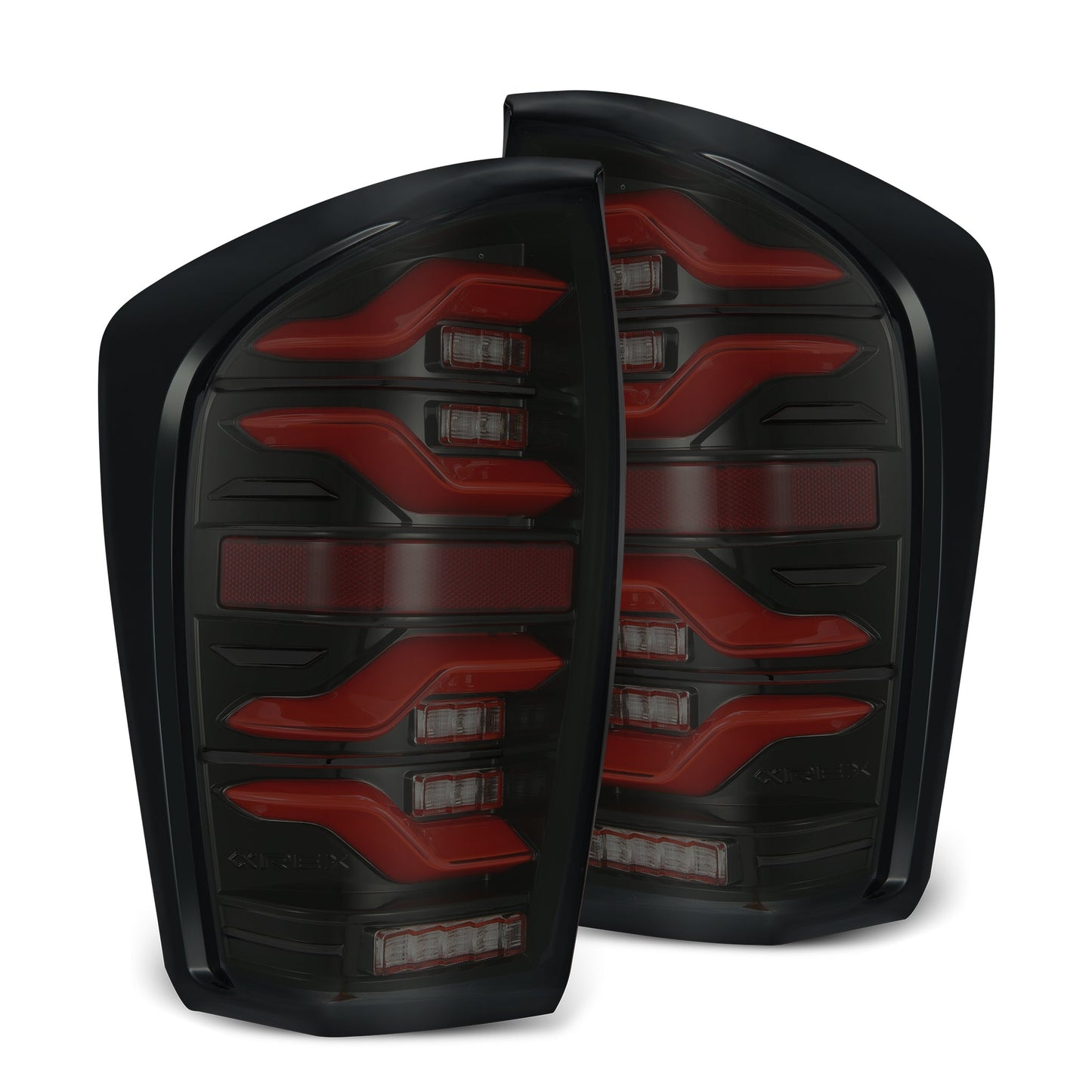 AlphaRex 16-23 Toyota Tacoma LUXX-Series LED Tail Lights Black-Red