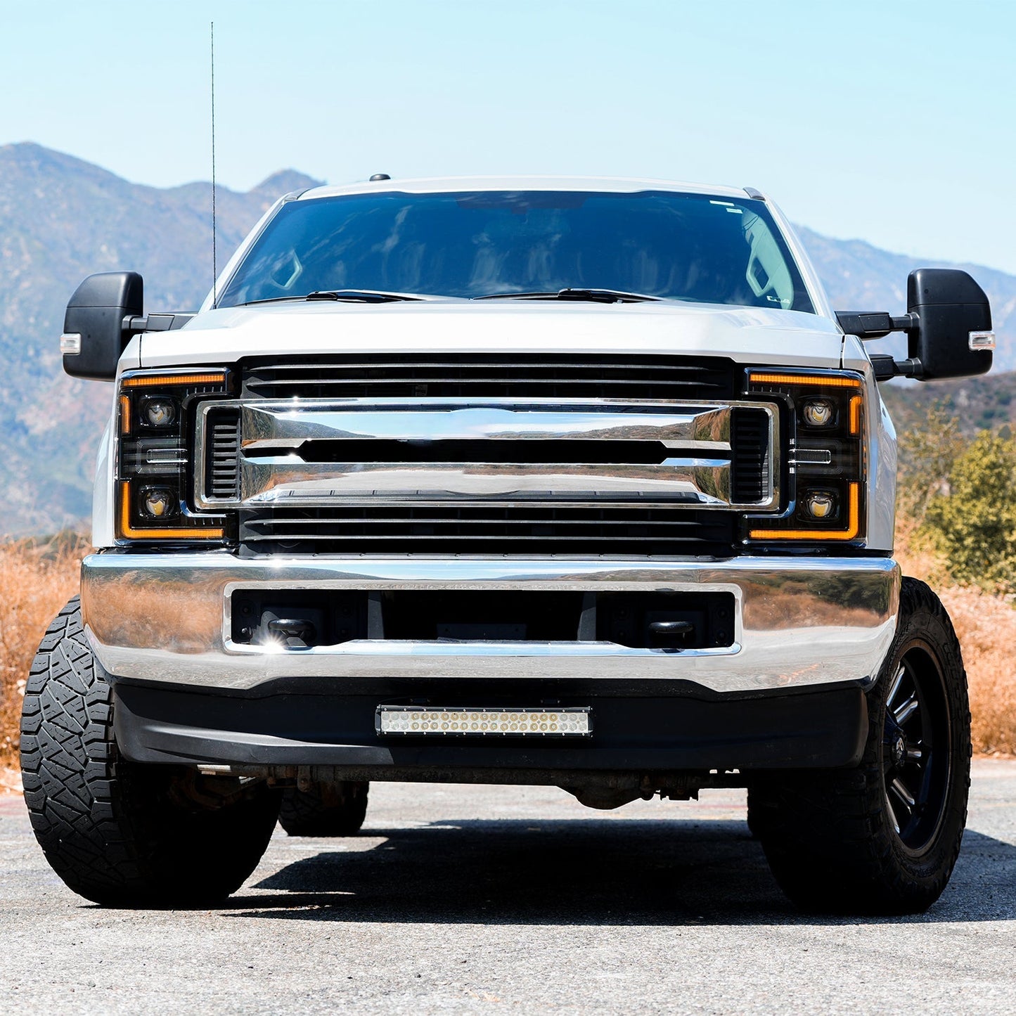 AlphaRex 17-19 Ford Super Duty MKII PRO-Series Halogen Projector Headlights Alpha-Black