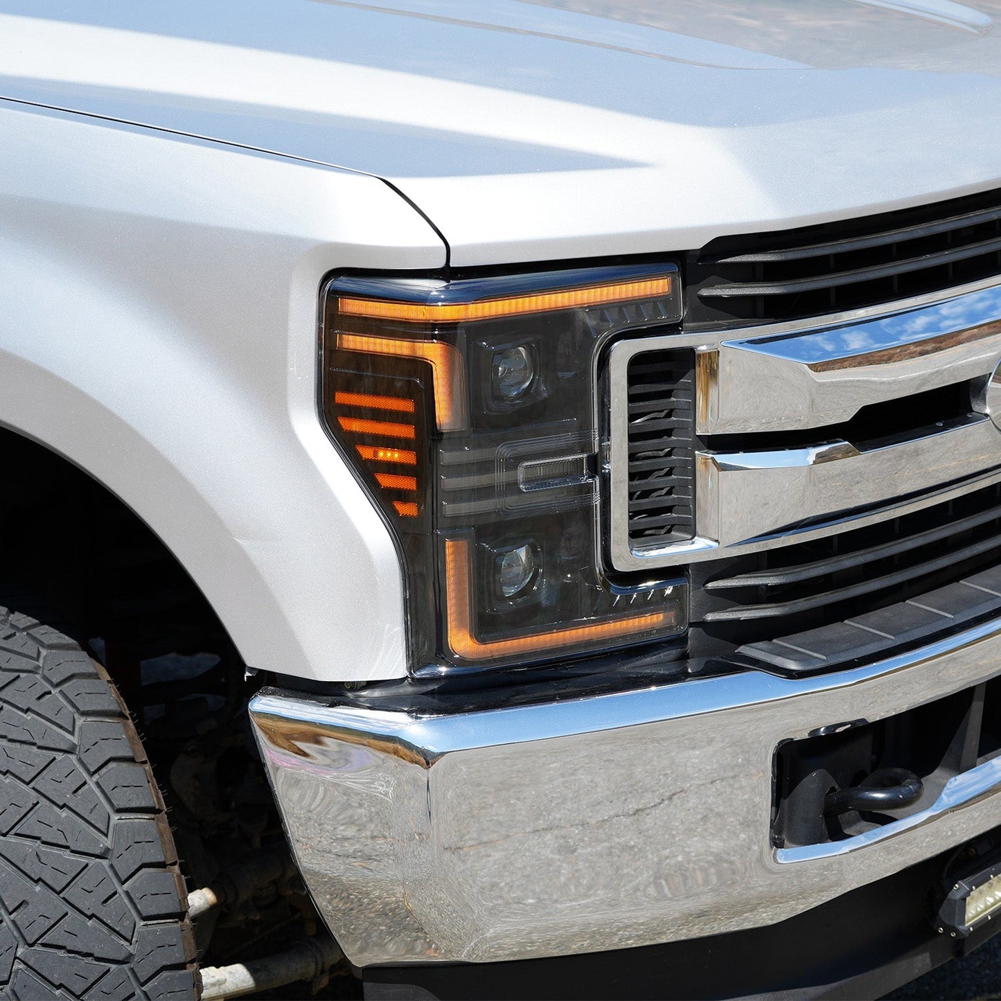 AlphaRex 17-19 Ford Super Duty MKII PRO-Series Halogen Projector Headlights Alpha-Black