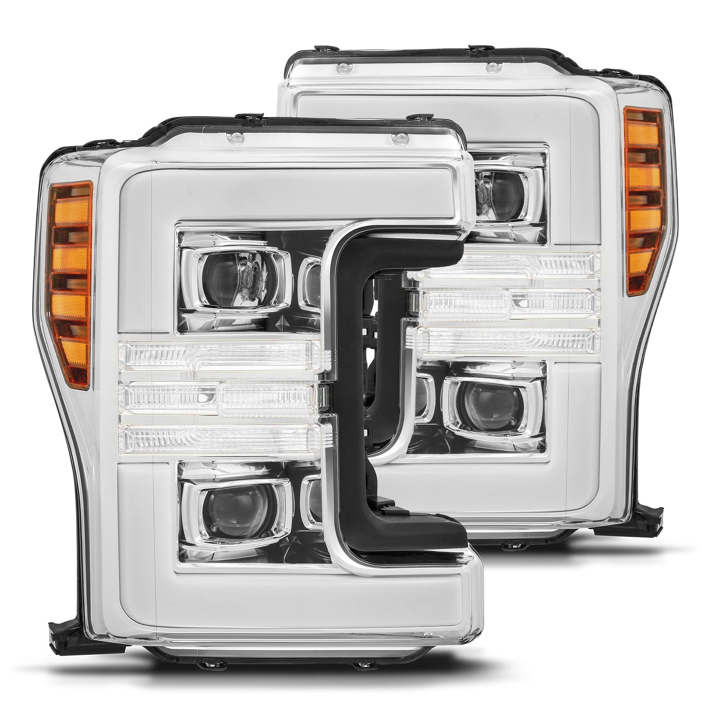 AlphaRex 17-19 Ford Super Duty PRO-Series Halogen Projector Headlights Chrome