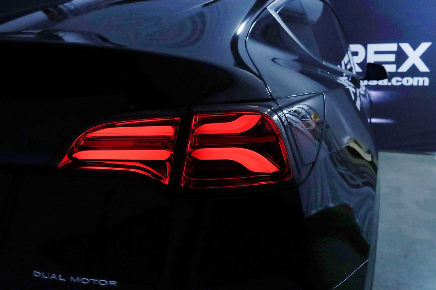 AlphaRex 20-24 Tesla Model Y / 22-23 Model 3 (With Stock Amber Turn Signal) PRO-Series LED Tail Lights Red Smoke