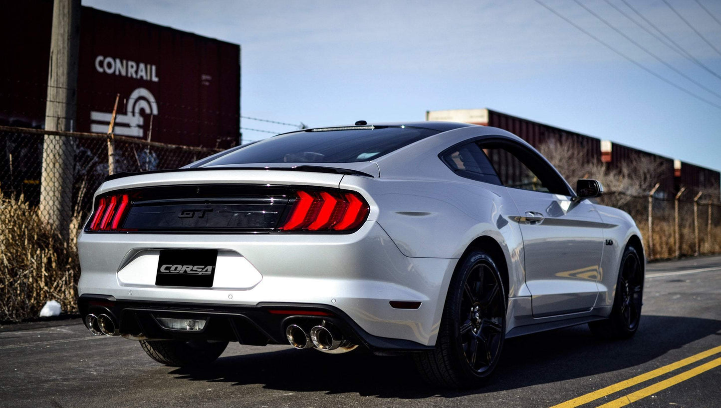 Corsa 2018-2023 Ford Mustang GT Fastback 5.0L 3in Sport Axle-Back Exhaust w/ 4in Gunmetal Tips-WheelFlip