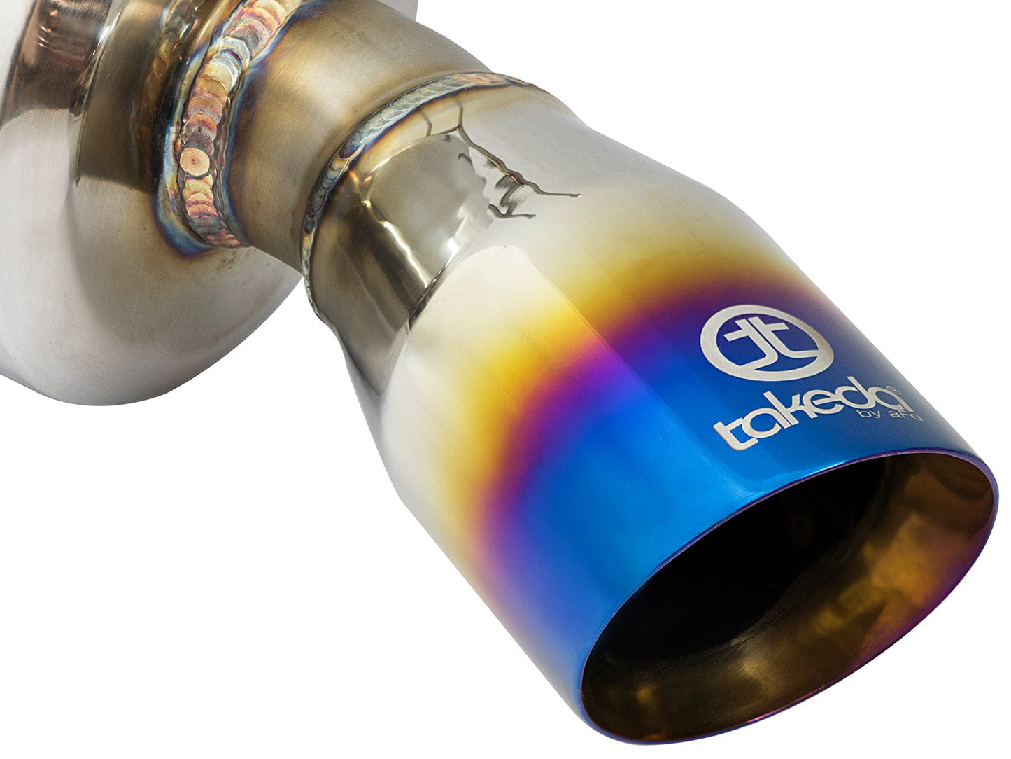 aFe POWER Takeda 16-17 Honda Civic I4-1.5L (t) 2.5-2.25in 304 SS CB Dual-Exit Exhaust Blue Tips