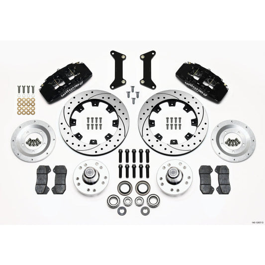 Wilwood Dynapro Front Brake System - 6 Piston Caliper - 12.19 in Drilled / Slotted  Rotor - Offset Hub - Black Powder Coat - GM G-Body 1980-87