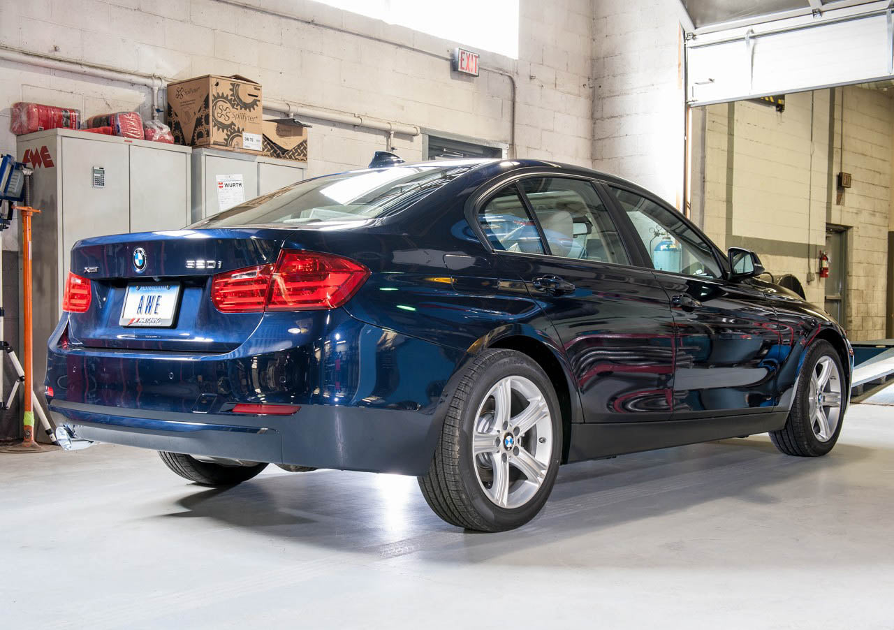 AWE Tuning Touring Edition Exhaust + Performance Mid Pipe for BMW F30 320i, Single Side - Chrome Silver Tip (90mm) (3015-22042)