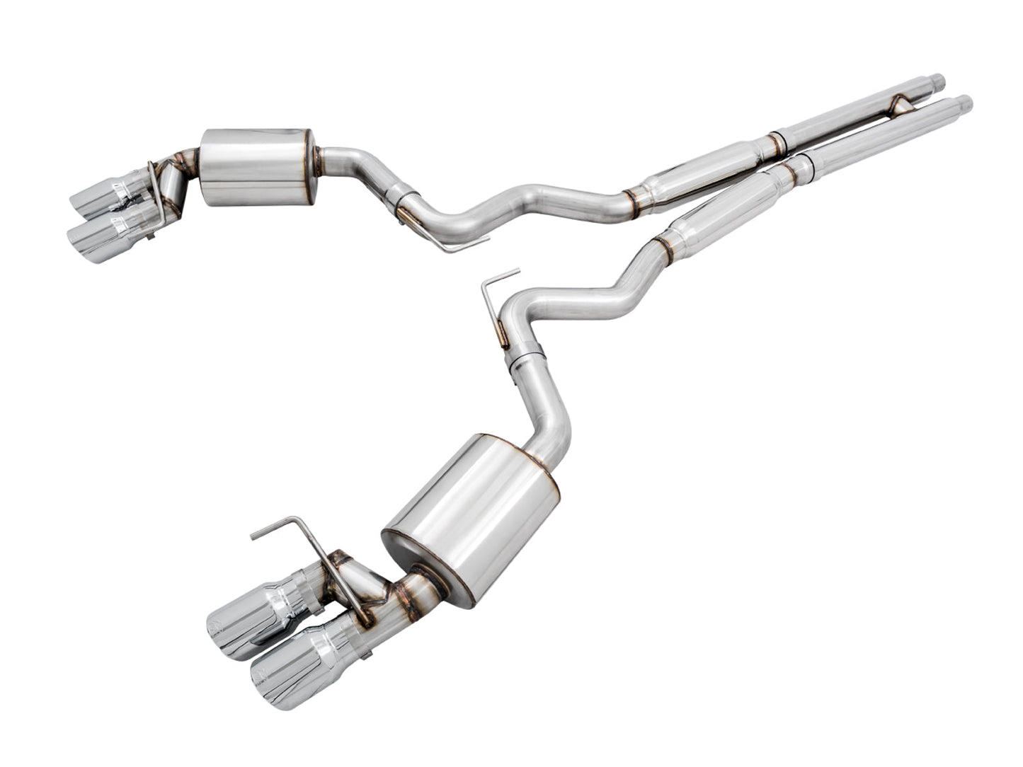 AWE Tuning Touring Edition Cat-back Exhaust for the 2018+ Mustang GT - Quad Chrome Silver Tips (3015-42102)