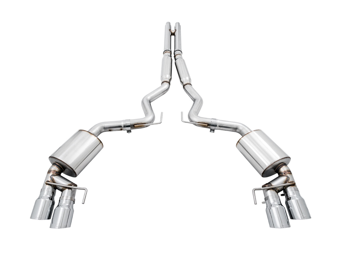 AWE Tuning Touring Edition Cat-back Exhaust for the 2018+ Mustang GT - Quad Chrome Silver Tips (3015-42102)