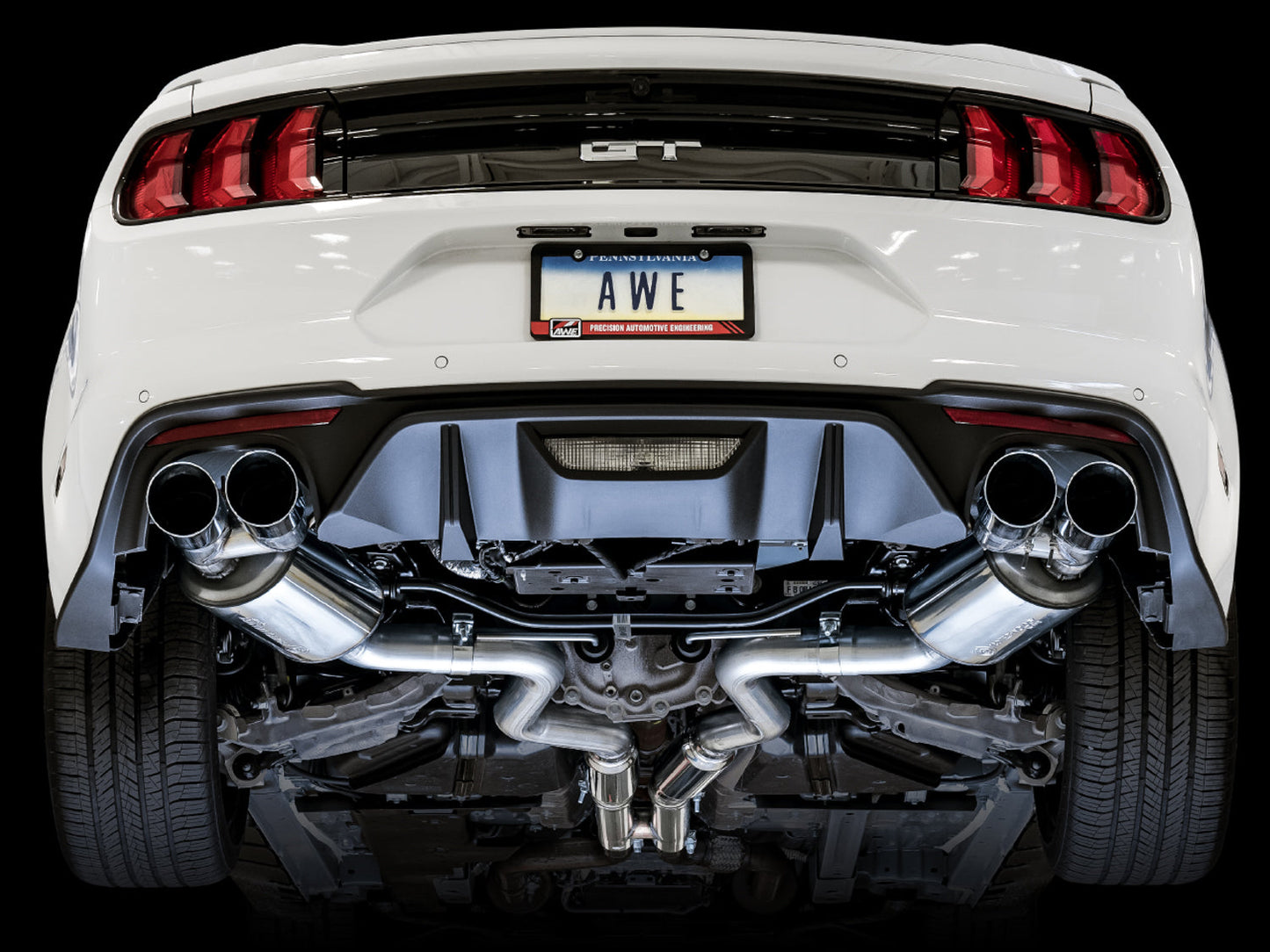AWE Tuning Touring Edition Cat-back Exhaust for the 2018+ Mustang GT - Quad Chrome Silver Tips (3015-42102)