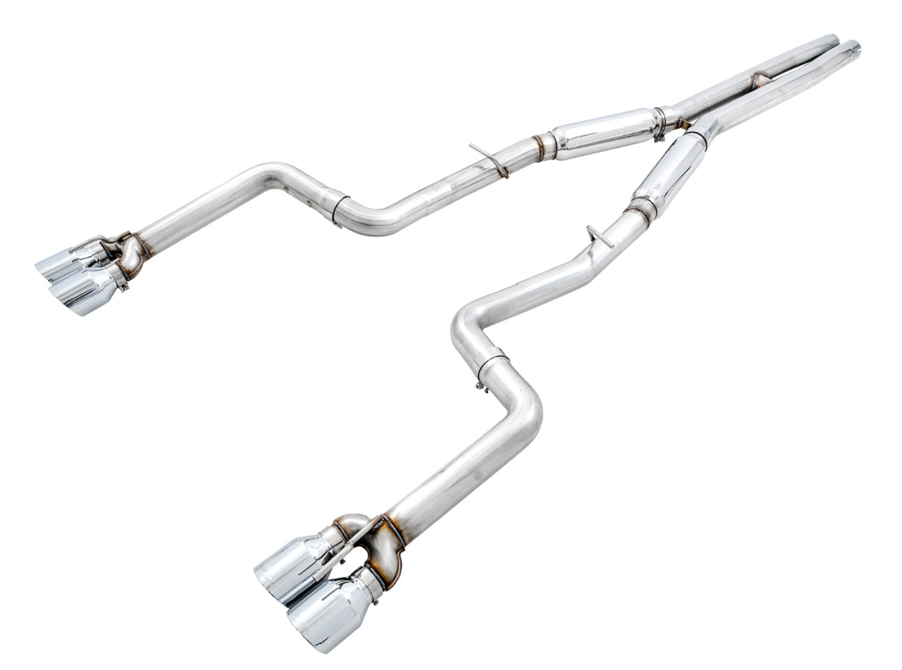 AWE Tuning Track Edition Exhaust for 15+ Challenger 6.4 / 6.2 SC - Chrome Silver Quad Tips (3015-42136)