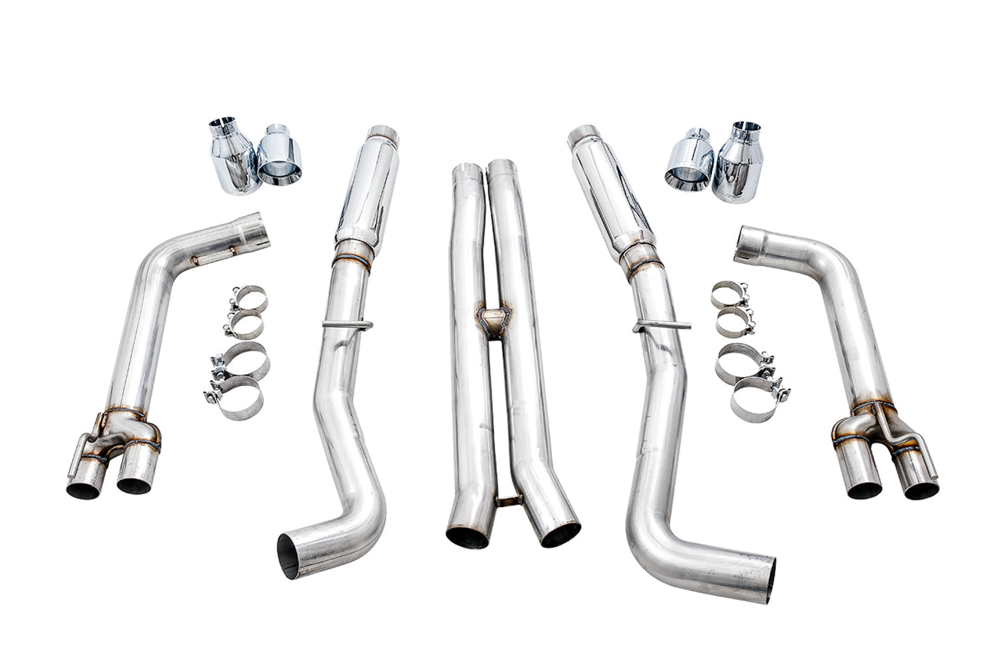 AWE Tuning Track Edition Exhaust for 15+ Challenger 6.4 / 6.2 SC - Chrome Silver Quad Tips (3015-42136)