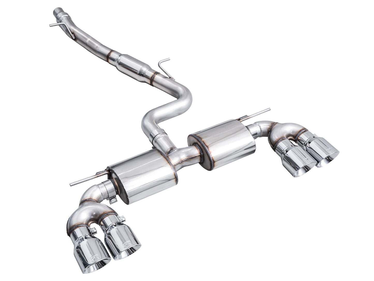 AWE Tuning MK8 Volkswagen Golf R 3in Touring Edition Quad Exhaust - Chrome Silver Tips (3015-42658)