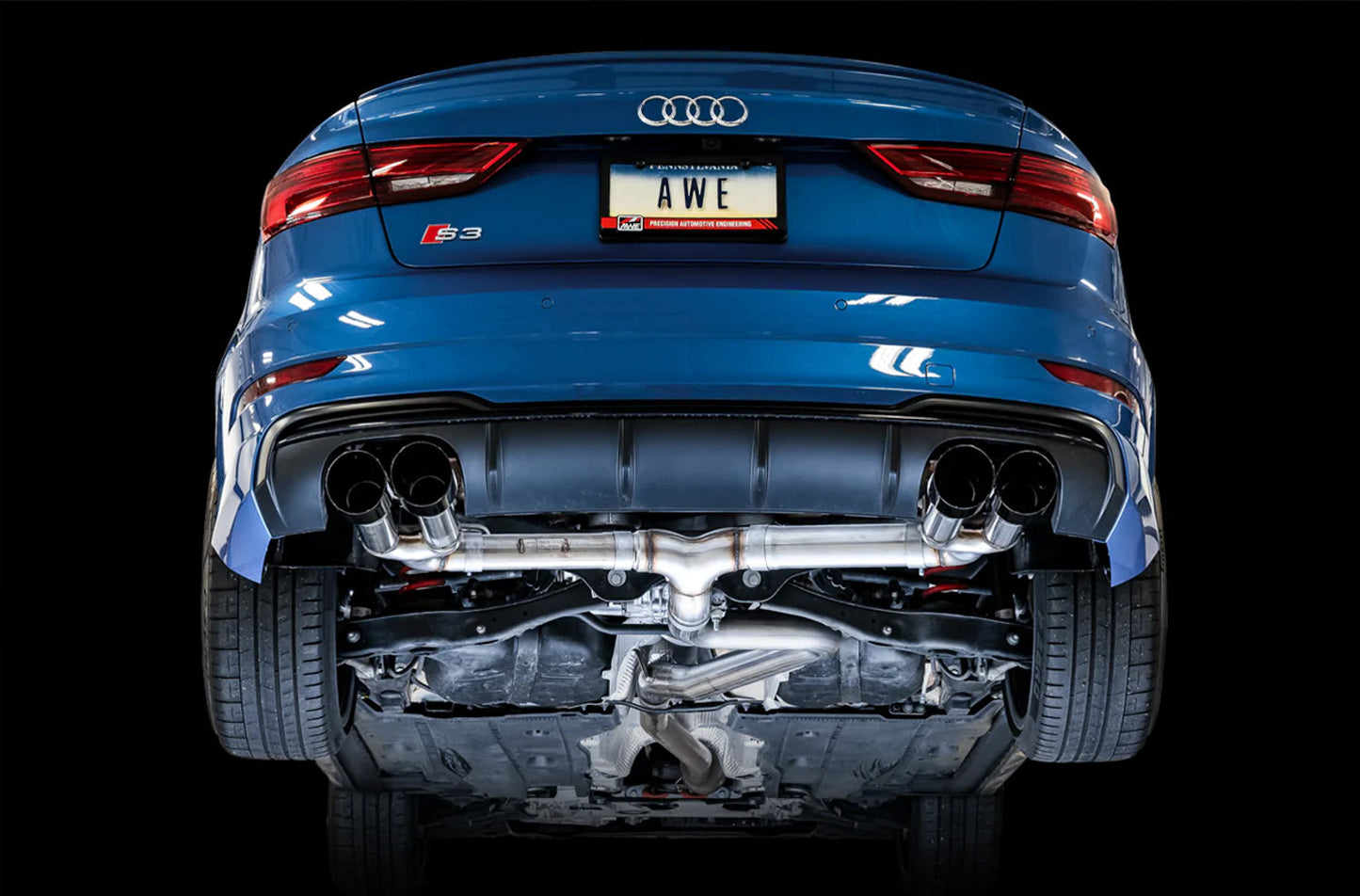 AWE Tuning Track Edition Exhaust for Audi 8V S3 - Diamond Black Tips, 102mm (3015-43150)