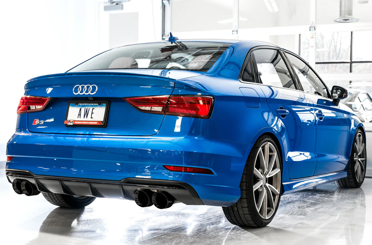 AWE Tuning Track Edition Exhaust for Audi 8V S3 - Diamond Black Tips, 102mm (3015-43150)