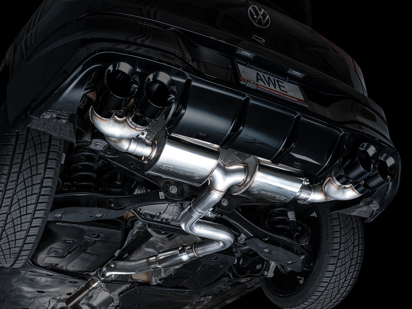AWE Tuning MK8 Volkswagen Golf R 3in Touring Edition Quad Exhaust - Diamond Black Tips (3015-43658)