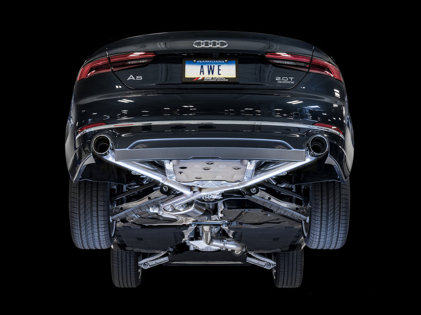 AWE Tuning Track Edition Exhaust for B9 A5, Dual Outlet - Chrome Silver Tips (includes DP) (3020-32032)
