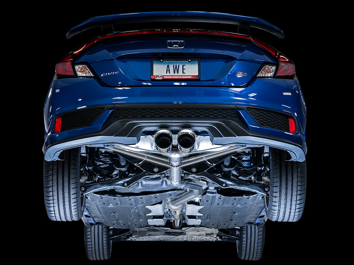 AWE Tuning Track Edition Exhaust for 10th Gen Civic Si Coupe / Sedan (includes Front Pipe) - Dual Chrome Silver Tips (3020-32052)