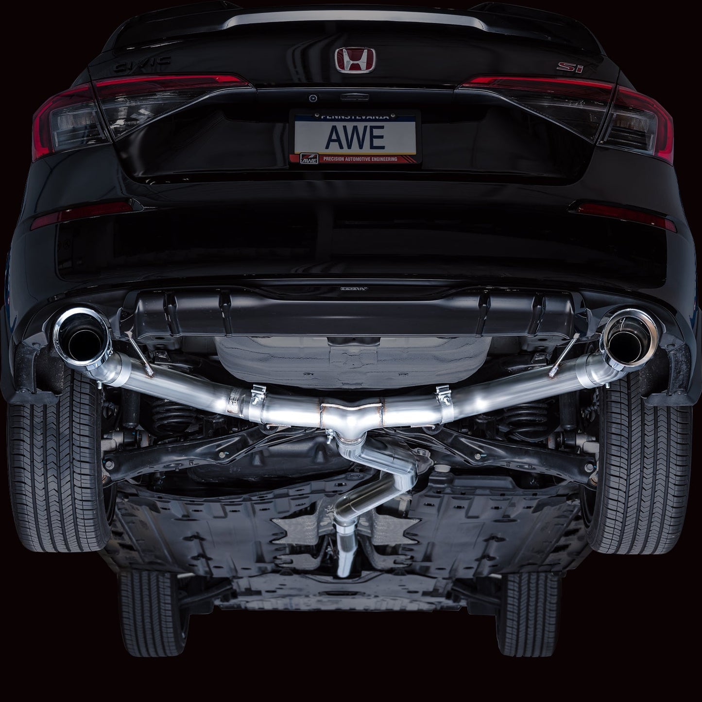 AWE Tuning Track Edition Catback Exhaust - Dual Chrome Silver Tips for 22+ Honda Civic Si/Acura Integra (3020-32331)