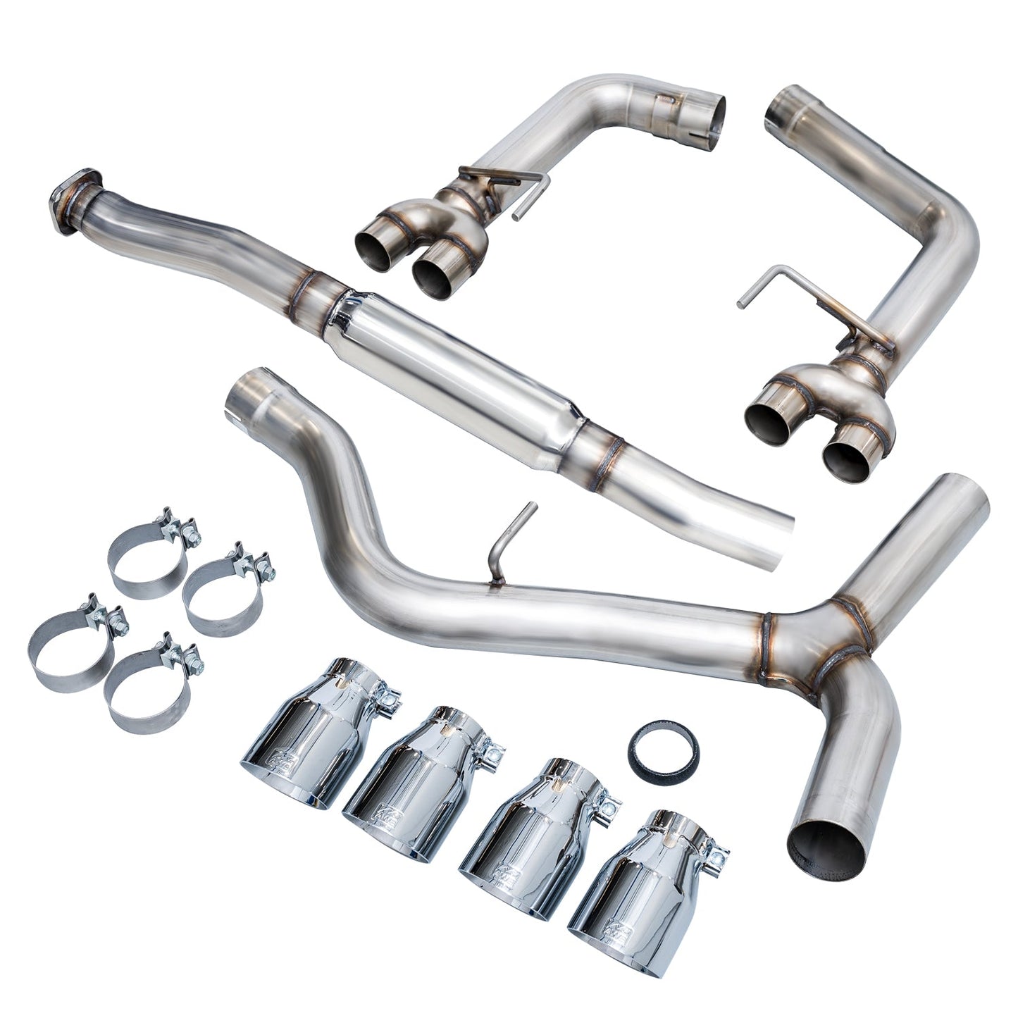 AWE Tuning Track Edition Exhaust for VA / GV WRX / STI Sedan - Chrome Silver Quad Tips (102mm) (3020-42058)