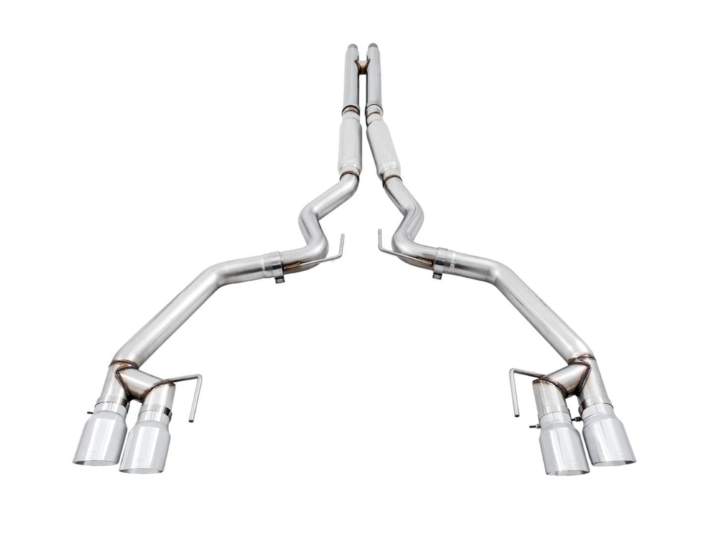 AWE Tuning Track Edition Cat-back Exhaust for the 2018+ Mustang GT - Quad Chrome Silver Tips (3020-42064)