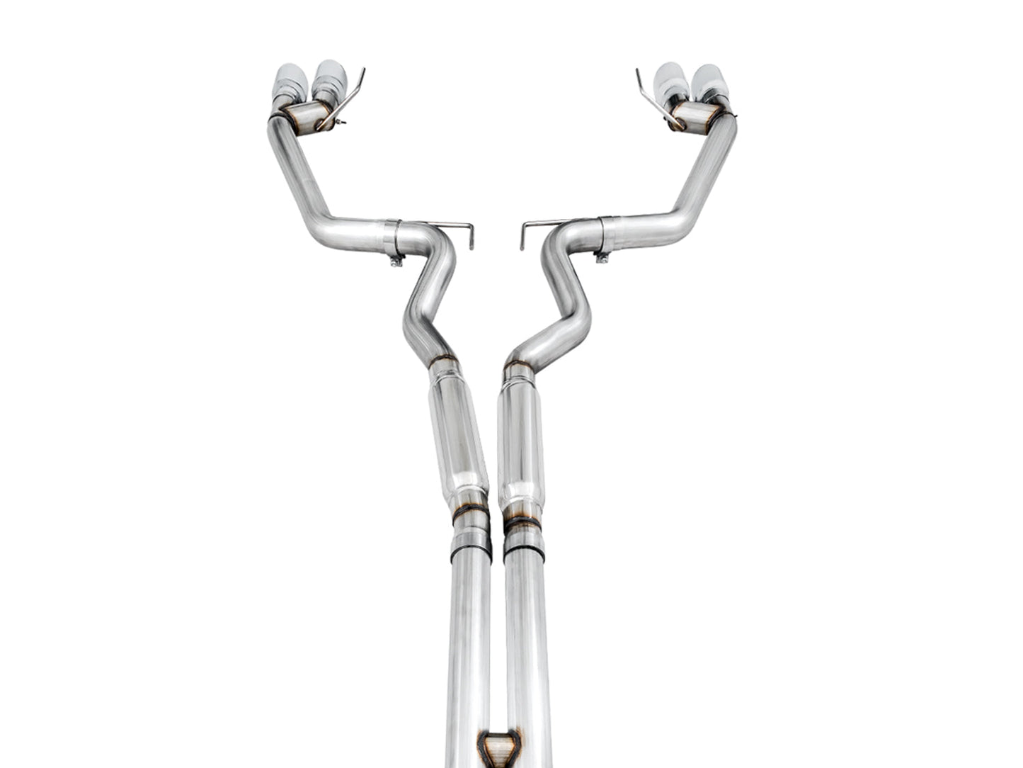 AWE Tuning Track Edition Cat-back Exhaust for the 2018+ Mustang GT - Quad Chrome Silver Tips (3020-42064)