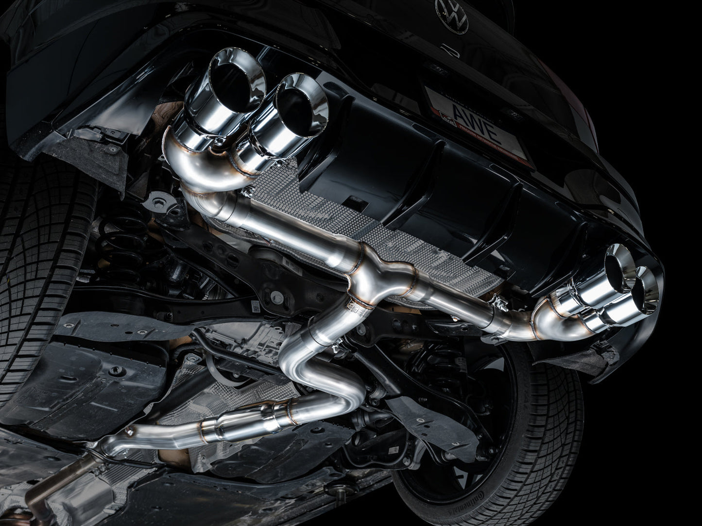 AWE Tuning MK8 Volkswagen Golf R 3in Track Edition Quad Exhaust - Chrome Silver Tips (3020-42658)