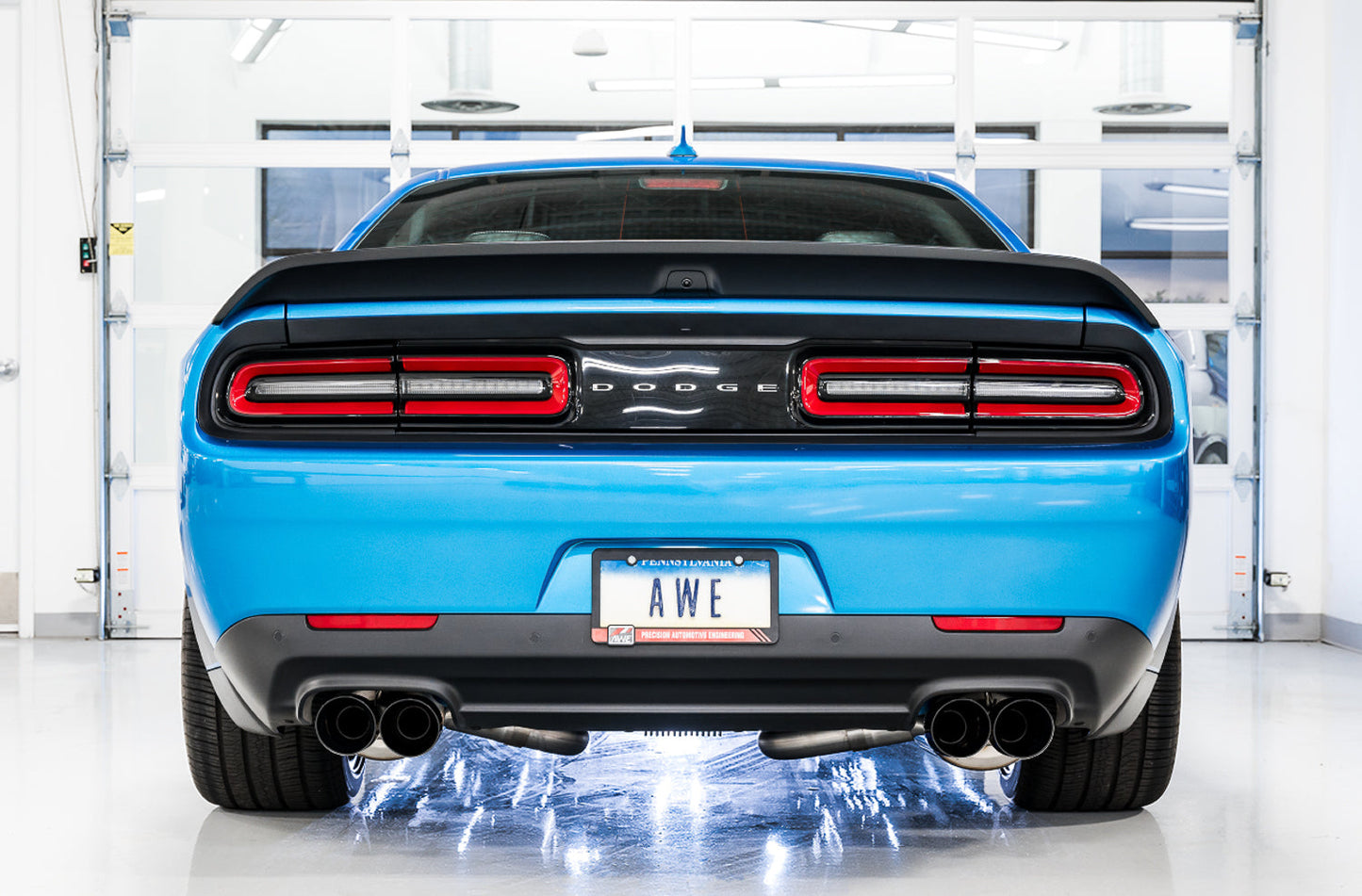 AWE Tuning Touring Edition Exhaust for 15+ Challenger 6.4 / 6.2 SC - Non-Resonated - Diamond Black Quad Tips (3020-43082)