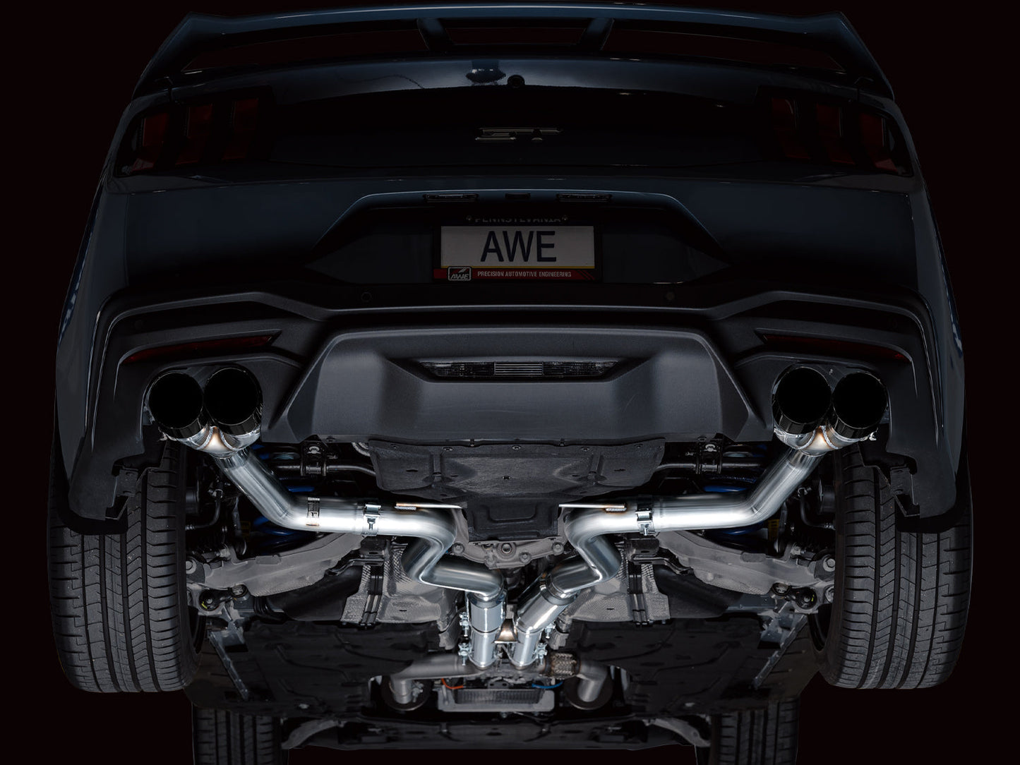 AWE Tuning Track Edition Catback Exhaust w/ Quad Diamond Black Tips for 2024 Ford Mustang GT Fastback S650 RWD (3020-43650)