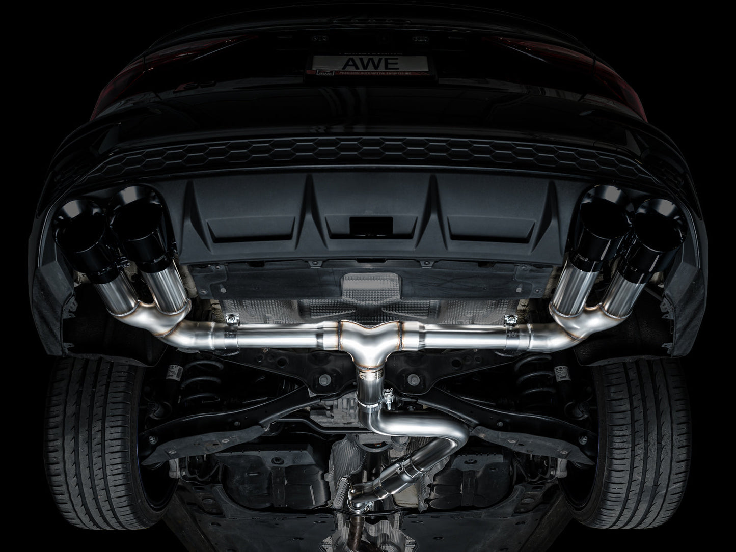 AWE Tuning Track Edition Exhaust Diamond Black Tips for 22-24 Audi 8Y S3 (3020-43897)