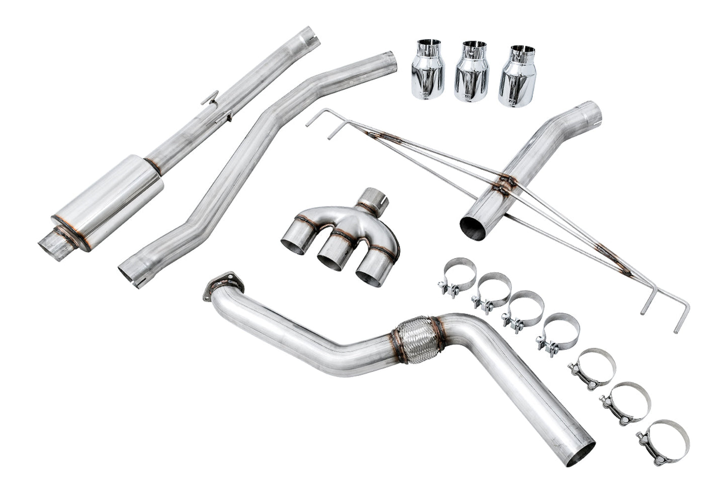 AWE Tuning Track Edition Exhaust for FK8 Civic Type R (includes Front Pipe) - Triple Chrome Silver Tips (3020-52000)