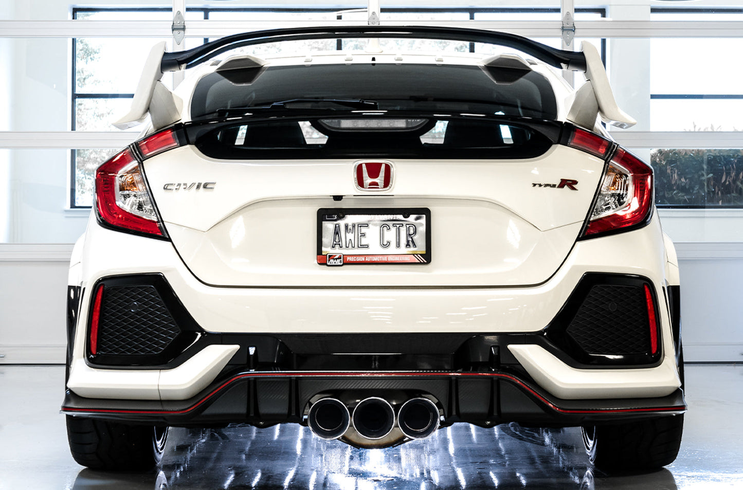AWE Tuning Track Edition Exhaust for FK8 Civic Type R (includes Front Pipe) - Triple Chrome Silver Tips (3020-52000)