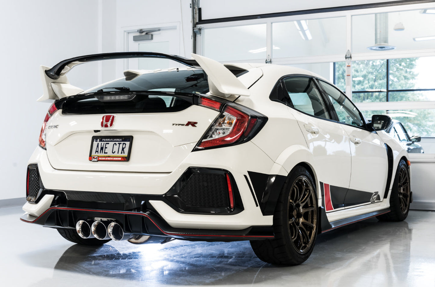 AWE Tuning Track Edition Exhaust for FK8 Civic Type R (includes Front Pipe) - Triple Chrome Silver Tips (3020-52000)