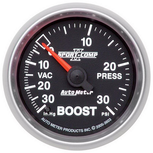 AutoMeter Sport-Comp II 52mm 30 PSI Mechanical Boost Vacumm Gauge (3603)