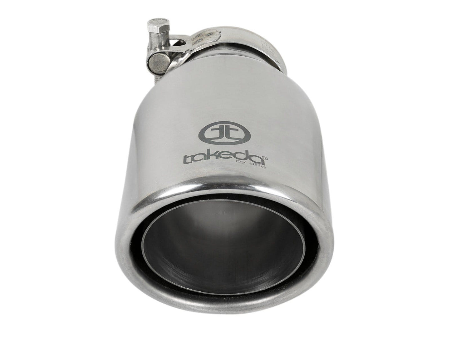 aFe Takeda 304 Stainless Steel Clamp-On Exhaust Tip 2.5in. Inlet / 4in. Outlet / 8in. L - Polished