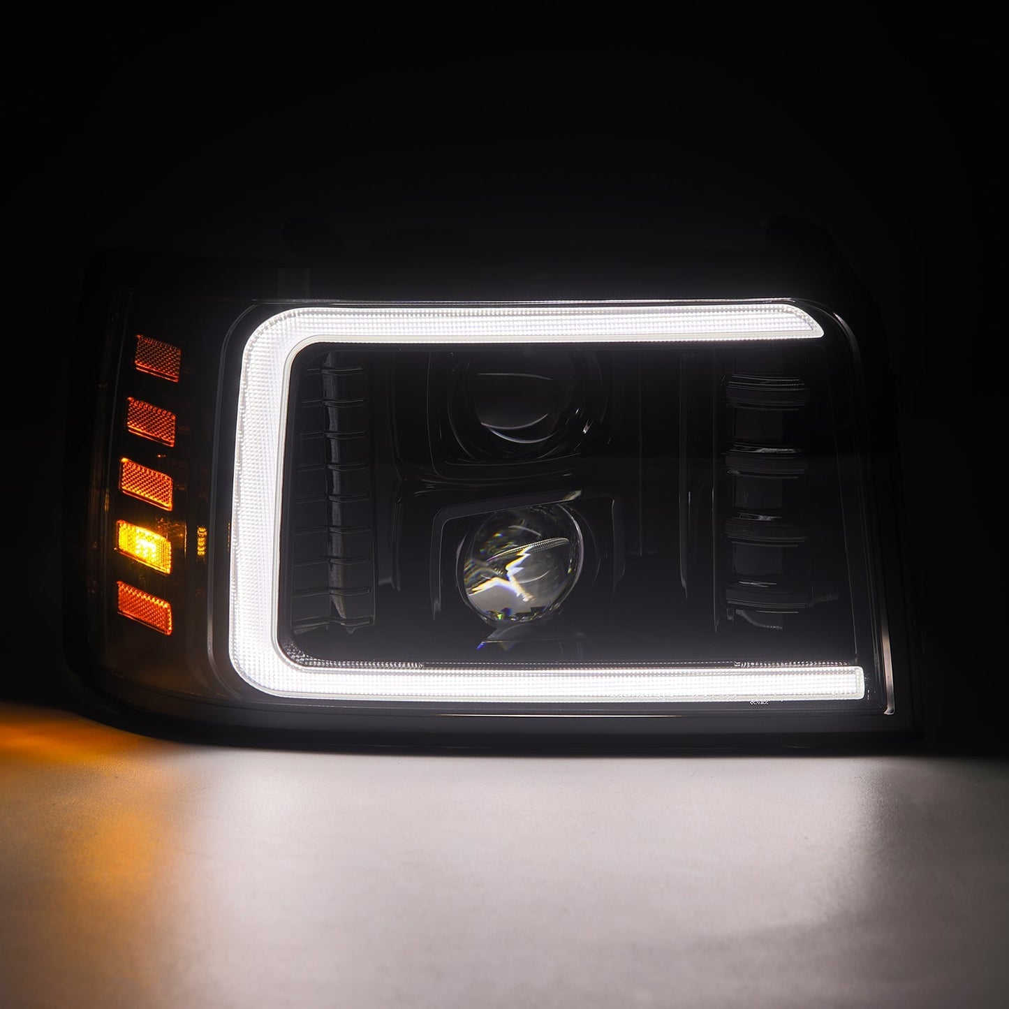 AlphaRex 92-96 Ford F-Series/Bronco PRO-Series Halogen Projector Headlights Alpha-Black