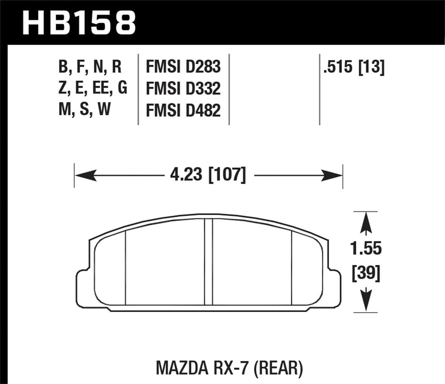 Hawk 84-4/91 BMW 325 (E30)Blue 9012 Rear Race Pads (NOT FOR STREET USE)