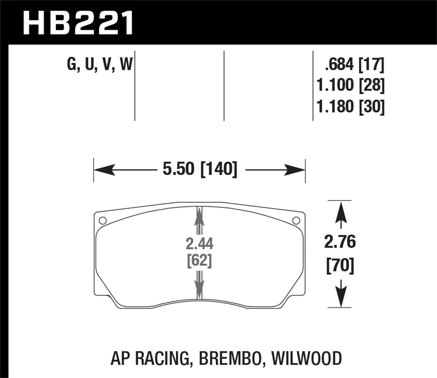 Hawk AP CP3307 / CP5040 / CP5200 Caliper DTC-70 Race Brake Pads
