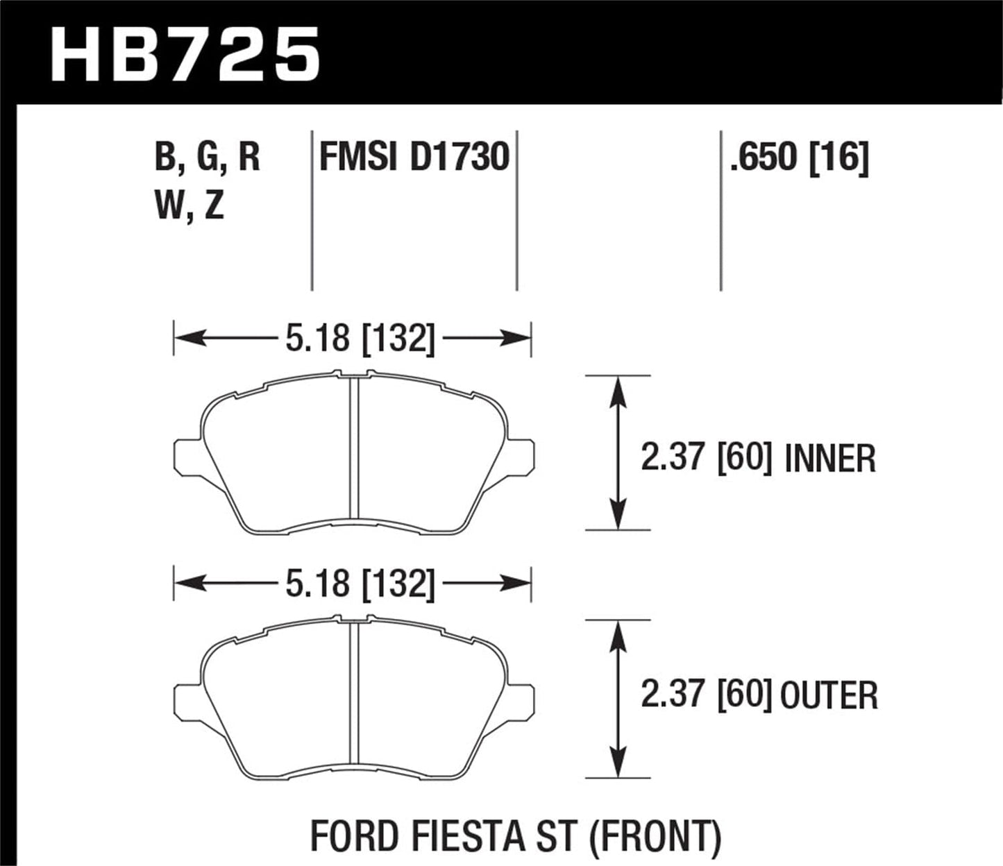Hawk 2014 Chevrolet Corvette DTC-60 Front Brake Pads