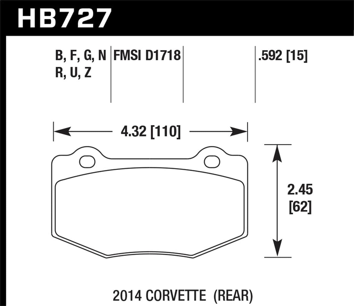 Hawk 2010 Camaro SS DTC-70 Race Rear Brake Pads