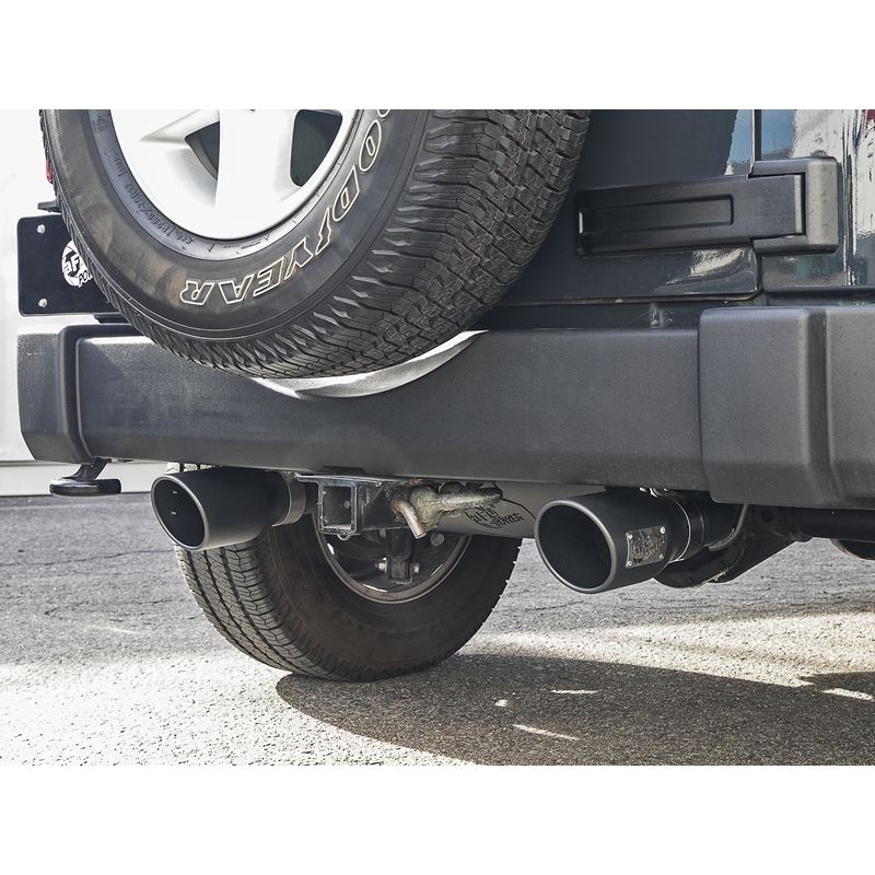 aFe Rebel Series 2-1/2 IN 409 Stainless Steel Axle-Back Exhaust System w/ Black Tips (49-48061-B)