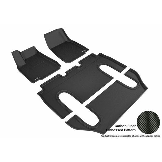 3D MAXpider KAGU 1st & 2nd & 3rd Row Floormats - Black | 2016-2020 Tesla Model X 6-Seats (L1TL00101509)